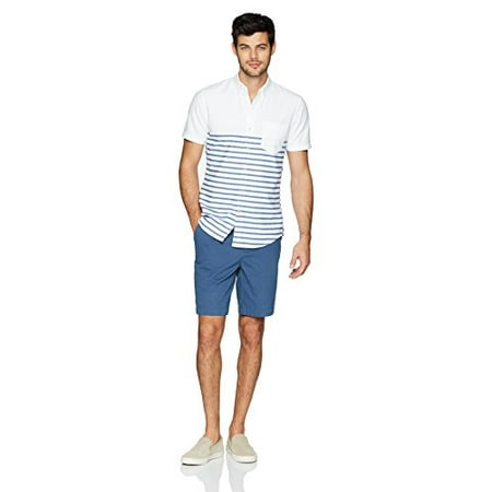 Goodthreads Slim-fit Short-Sleeve Placed-Stripe Pocket Oxford Shirt Hombre